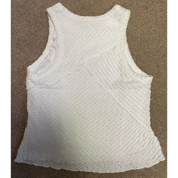Atelier by Kirious White Textured Sleeveless Top Size Large Lined Stretch Tank - Picture 3 of 3